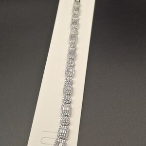 Classic Silver-Tone Crystal Tennis Bracelet - Women Jewelry